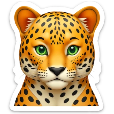A high-resolution photo-realistic digital illustration of a young jaguar, chest upward A high-resolution, photo-realistic digital illustration of a majestic young jaguar sticker