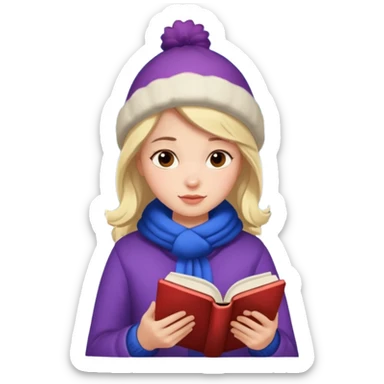 Niña leyendo un libro en invierno  sticker