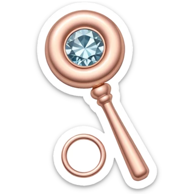 Rosegold, diamond studded baby rattle sticker