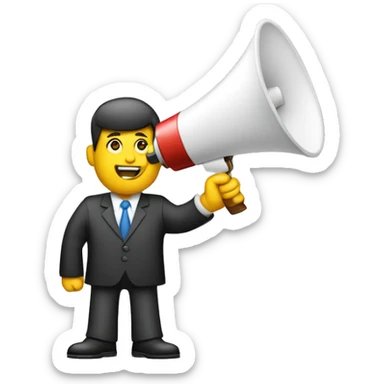sales pitch; Holding a megaphone: Symbolizing communication and presentation, often used in sales pitches.
Dollar signs or a briefcase in the background or in one hand: Representing business, deals, and sales. sticker