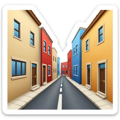 simple narrow alley with basic building shapes and bold road, no background sticker
