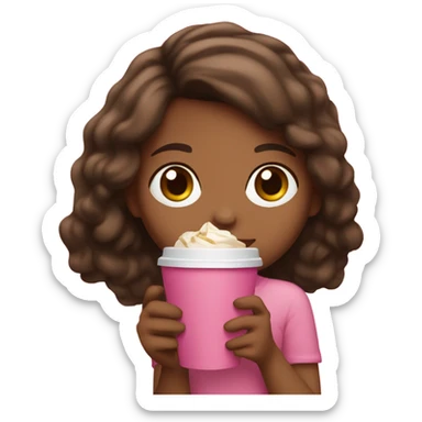 Spanish girl holding a pink Starbucks cup sticker