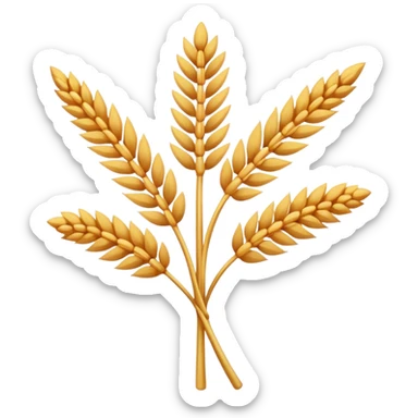 Minimalist emoji-style icon representing celiac disease: a golden wheat stalk with a bold red ‘no’ cross on top, flat design, clean lines, simple shapes, high contrast, centered on a transparent or white background, friendly but clear medical symbol, vector-style, smooth edges. sticker
