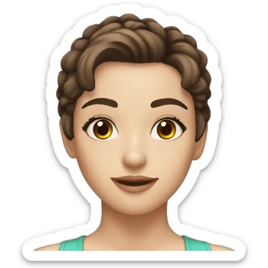Attractive girl with short brown hair and hazel eyes and long eyelashes sticker
