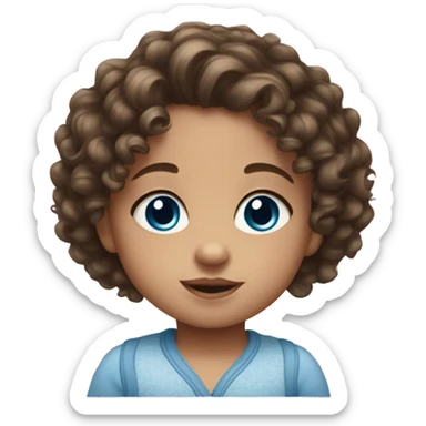 Little baby girl brunette with curly hair and blue eyes sticker
