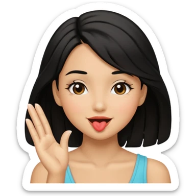 Girl with black hair blowing kiss sticker