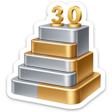 three-tier podium with large numbers 1, 2, 3 showing ranking sticker