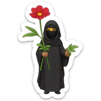 niqabi taking flower sticker
