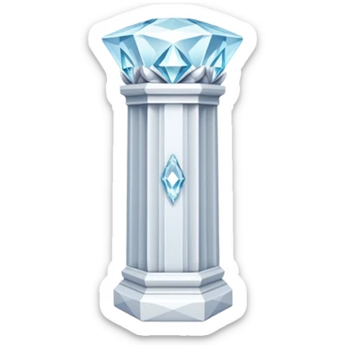 generate beautiful white crystal pillar intricate front view more beautiful with flowers wrapping around the pillar make the pillar made of diamond sticker