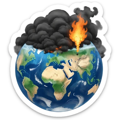 Pollution on earth and earth surface should seen more polluted  the view should be from outer space and black smoke in there  sticker