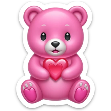Oso gummy color aguamarina corazón rosa sticker