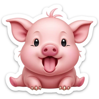 Cinematic Cute Yawning Piglet Portrait Emoji, Head tilted slightly with a dramatic, wide-open yawn, showcasing a soft, delicate rosy-pink hide with tiny droopy ears, round beady eyes barely open in drowsy contentment, Simplified yet irresistibly adorable features, highly detailed, glowing with a soft, cozy glow, high shine, relaxed yet expressive, stylized with a touch of playful whimsy, bright and endearing, soft glowing outline, capturing the essence of a sleepy yet affectionate piglet, so drowsy it feels like it could stretch out of the screen and curl up for a nap! sticker