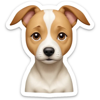 a full body facing front on of a buff white beagle cross jack russell terrier looking dog the size of a kelpie with light brown long ears resting on its face and a light brown patch above one eye and a large snout. the rest of the dog is completely white.  sticker