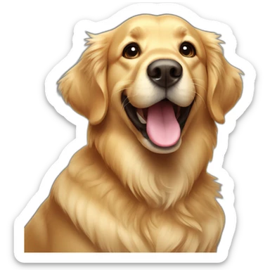 Golden retriever with big smile sticker