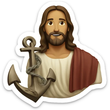 jesus with an anchor sticker