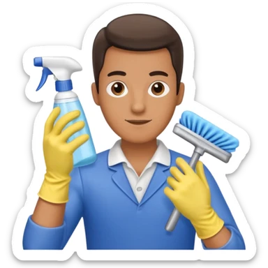 man Cleaning the bathroom sticker