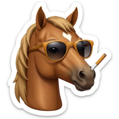 A horse with sunglasses smokinga cigarette  sticker