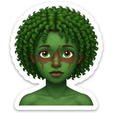 Faça um personagem negro com cicatrizes no rosto deixe o cabelo crespo e a pele verde sticker