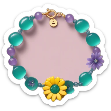 Bracelet with flower in the middle covered in resin sticker