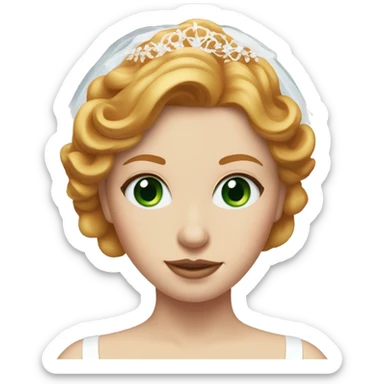 Strawberry blonde girl with a green eye and a blue eye as a bride sticker