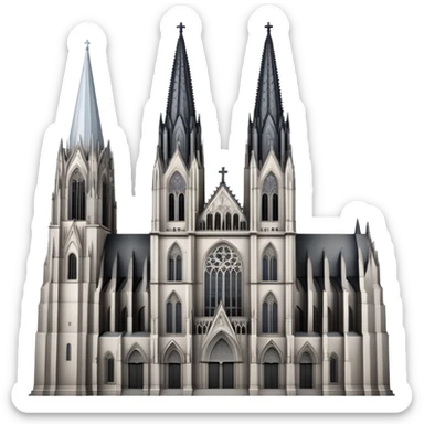 Cinematic Realistic Cologne Cathedral Landmark Emoji, showcasing Gothic architecture rendered with detailed stone textures and majestic, dynamic lighting. two tall  tall towers on the left side and an opening on the lower right sticker