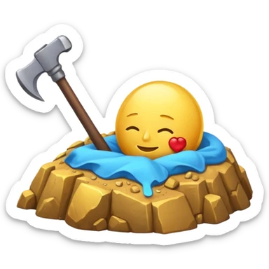 sleeping emoji with a thought bubble showing a pickaxe and a gold mine sticker