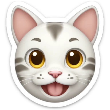 a happy cat holding his one hand only cute and look like anime face require sticker