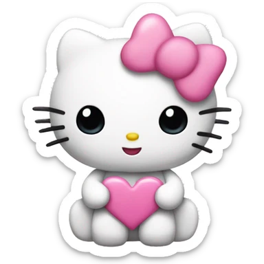 hello kitty with pink heart  sticker