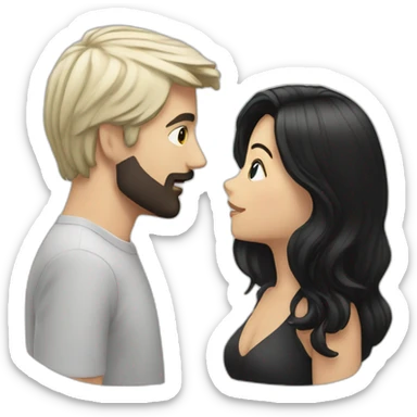 White man with black hair kiss white female with black hair sticker