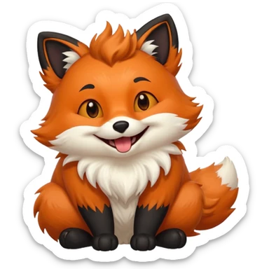 Floofy the Creampuff fox blackish away laughing, chubby. Black paws orange color sticker