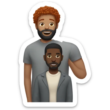 Man with red hair kisses black man with beard and short braids  sticker