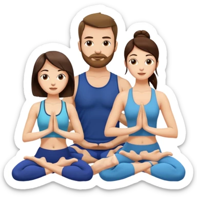 scottish man with stubble, brunette woman doing yoga sticker