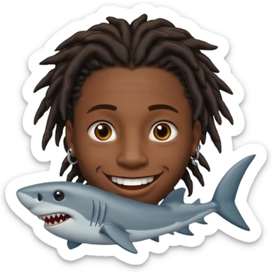 Dark skin black male with locs and shark bite piercings sticker