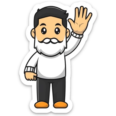 happy bearded guy waving hand sticker