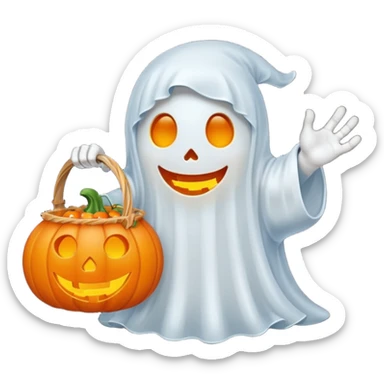 Cute ghost  with trick or treat pumpkin basket  sticker