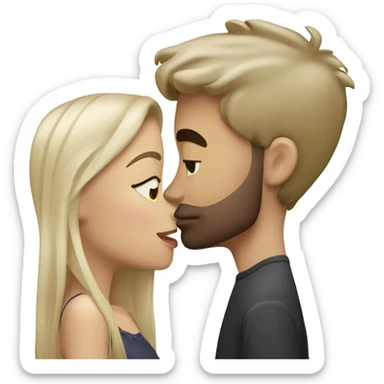 blonde girl kissing brunette man sticker