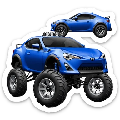 Ultramarine 2013 Off road blacked-out 4wd monster truck style scion fr-s with silver wheels  sticker