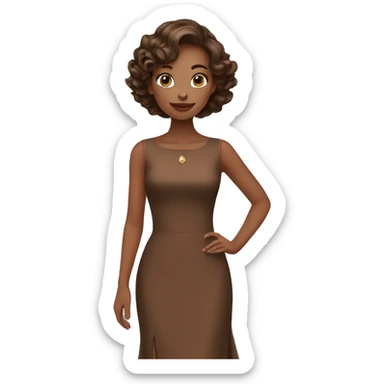 elegant girl in brown dress sticker
