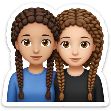 2 girl best friends. One is black with braids and brown eyes. One is white with curly brown hair with brown eyes. sticker