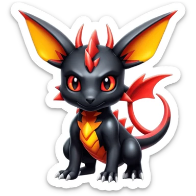 Shiny Badass Gothic Modern Futuristic Cute Guilmon-Umbreon-Salandit-hybrid sticker
