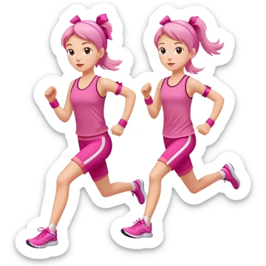 Girl with pink clothes and ribbon hair jogging sticker