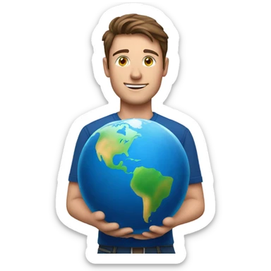 Josh Allen holding earth sticker
