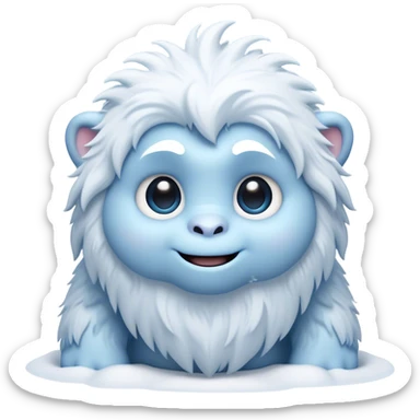 Cinematic Cute Yeti Portrait Emoji, with a charming, small, fluffy form in soft snowy whites and cool blues, featuring big, innocent eyes and a shy, gentle smile, simplified yet irresistibly endearing, highly detailed with a soft glowing outline that captures the whimsical charm of a friendly yeti ready for a cuddle! sticker
