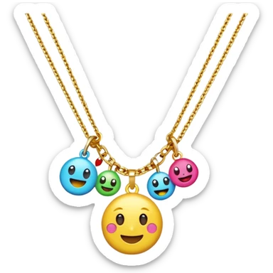 multicolored necklace, 3d emogis sticker