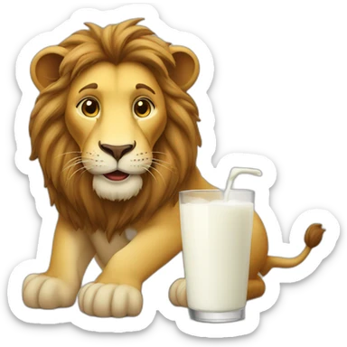 Lion drinking milk  sticker