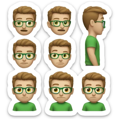 white nerd guy with brown with green t-shirt hair lifting weight sticker