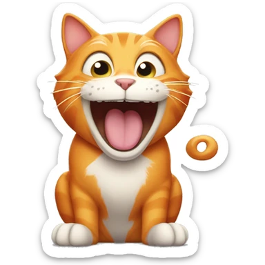 orange cat laughing out loud with tear and open mouth  sticker