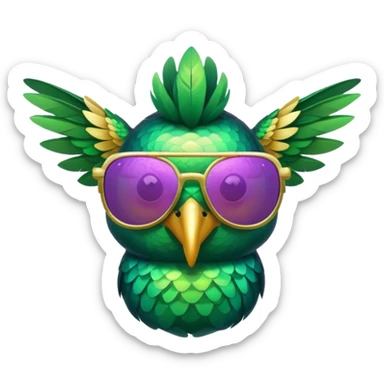 green hummingbird with sunglasses sticker