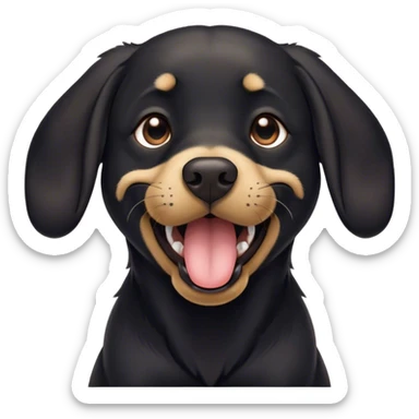 Cinematic Cute Yawning Black Labrador Portrait Emoji, Head tilted slightly with a dramatic, wide-open yawn, showcasing a smooth black Fur with a velvety texture, floppy ears slightly drooping, round brown eyes barely open in drowsy contentment, Simplified yet irresistibly adorable features, highly detailed, glowing with a soft, cozy glow, high shine, relaxed yet expressive, stylized with a touch of whimsy, bright and endearing, soft glowing outline, capturing the essence of a sleepy yet affectionate companion, so drowsy it feels like it could stretch out of the screen and curl up for a nap! sticker