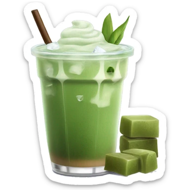 Iced matcha Latte with ice cubes  sticker